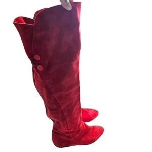 WOMEN'S tall boots Suede Red over the knee  tall Boots sz 6